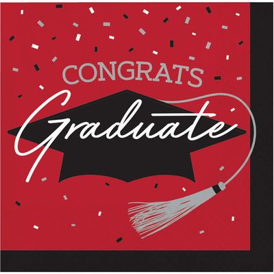 School Spirit - Beverage Napkins Red 36ct