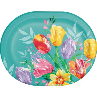 Beautiful Blooms -  12&quot; Oval Platter 8 Ct