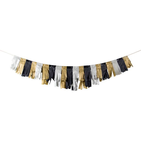 Tissue Fringe Garland - Gold, Silver and Black