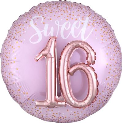 Sixteen Blush 3D - 36&quot; Helium Filled Foil Shaped Balloon, Ribbon