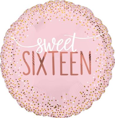 Sixteen Blush - 17&quot; Helium Filled Foil  Shaped Balloon, Ribbon