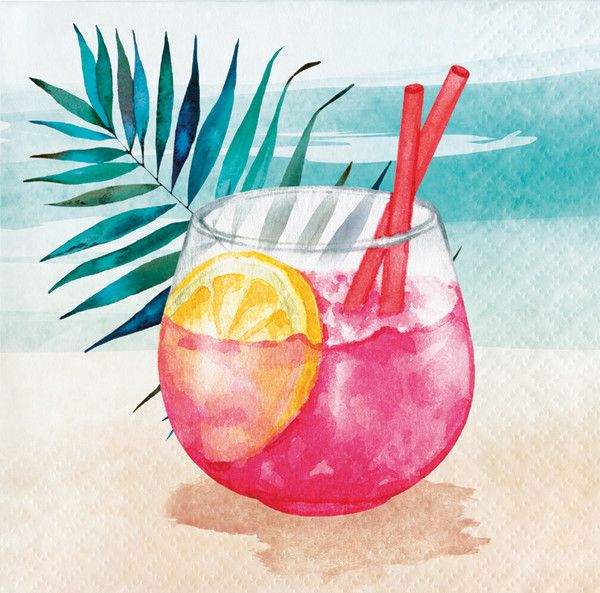 Summer Breeze Beverage Napkin - Sangria 16ct