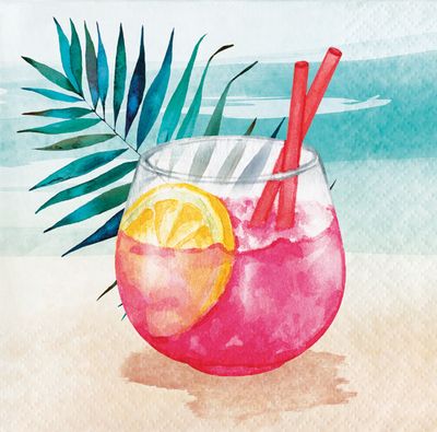 Summer Breeze Beverage Napkin - Sangria 16ct