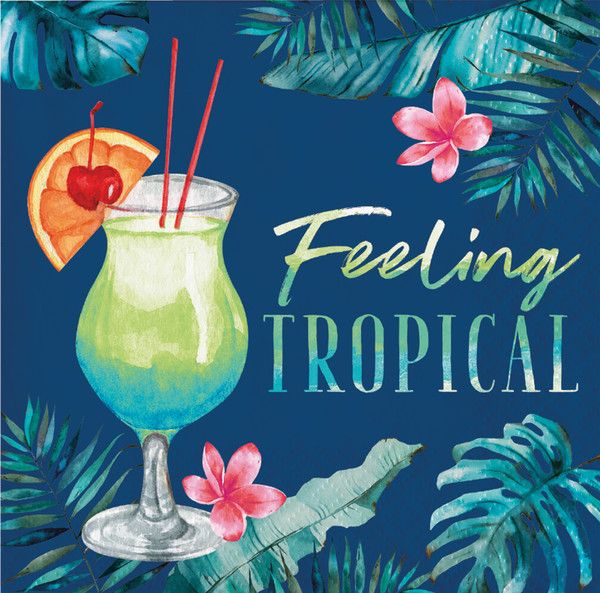 Summer Breeze Beverage Napkin - Tropical 16ct