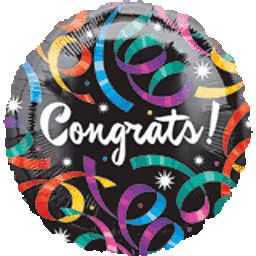 Congrats Streamers - 18&quot; Helium Filled Foil  Shaped Balloon, Ribbon