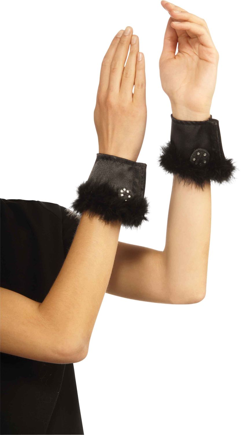 Black Bunny Cuffs w/Marabou