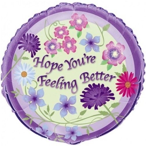 Hope You Feel Better - 18&quot; Helium Filled Foil  Shaped Balloon, Ribbon
