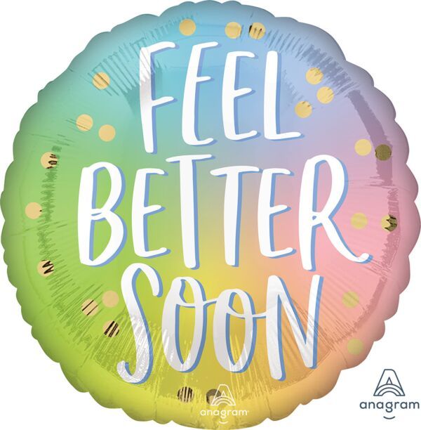 Feel Better Ombre - 17&quot; Helium Filled Foil  Shaped Balloon, Ribbon