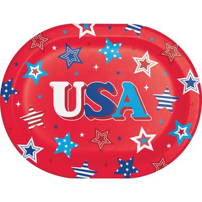Patriotic Proud - 12&quot; Oval Platter 8 Ct