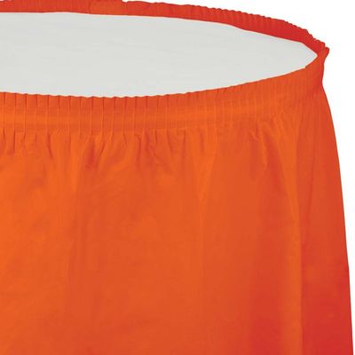 Plastic Tableskirt Sunkissed Orange 14&#39;