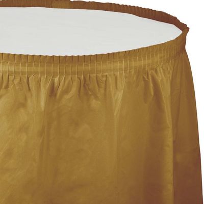 Plastic Tableskirt Glittering Gold 14&#39;