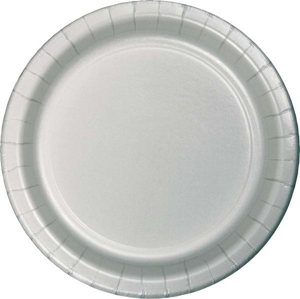10&quot; Paper Dinner Plate Shimmering Silver 24 Ct