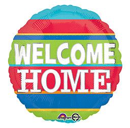Welcome Home Stripes - 17&quot; Helium Filled Foil  Shaped Balloon, Ribbon