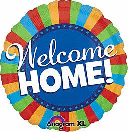 Welcome Home Blitz - 32&quot; Helium Filled Foil  Shaped Balloon, Ribbon