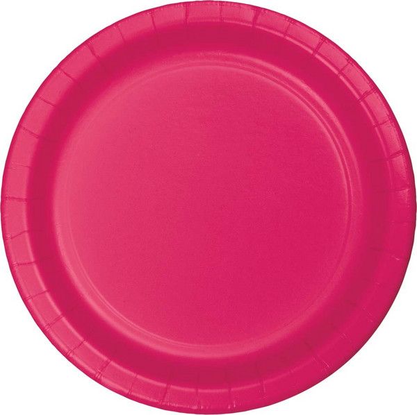 7&quot; Paper Dessert Plate Hot Magenta 24 Ct