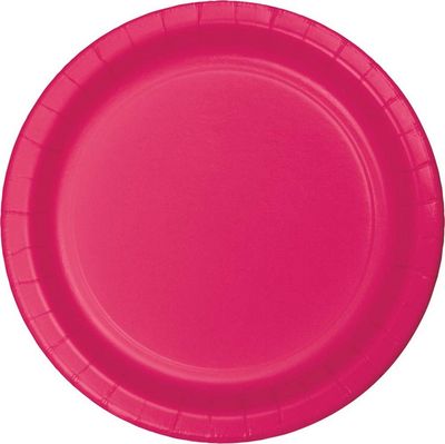 7&quot; Paper Dessert Plate Hot Magenta 24 Ct
