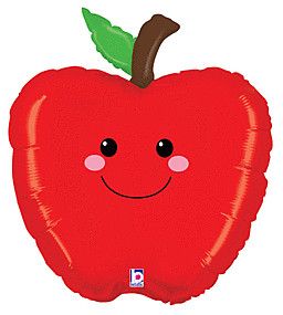 Produce Pals Apple - 26&quot; Helium Filled Foil  Shaped Balloon, Ribbon