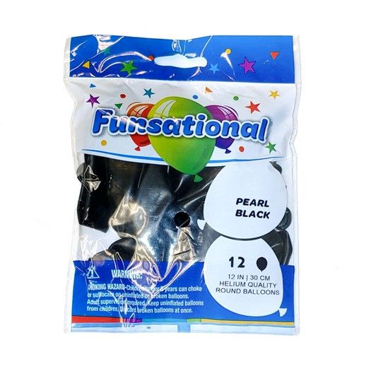 Funsational Pearl Black 12&quot; - , Count: 12 Ct