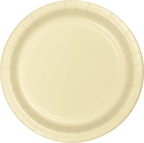 9&quot; Paper Luncheon Plate Ivory 24 Ct