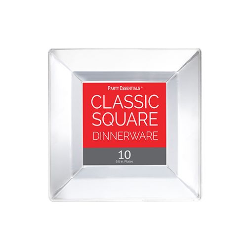 Classic Square 6&quot; Plates Clear 10ct