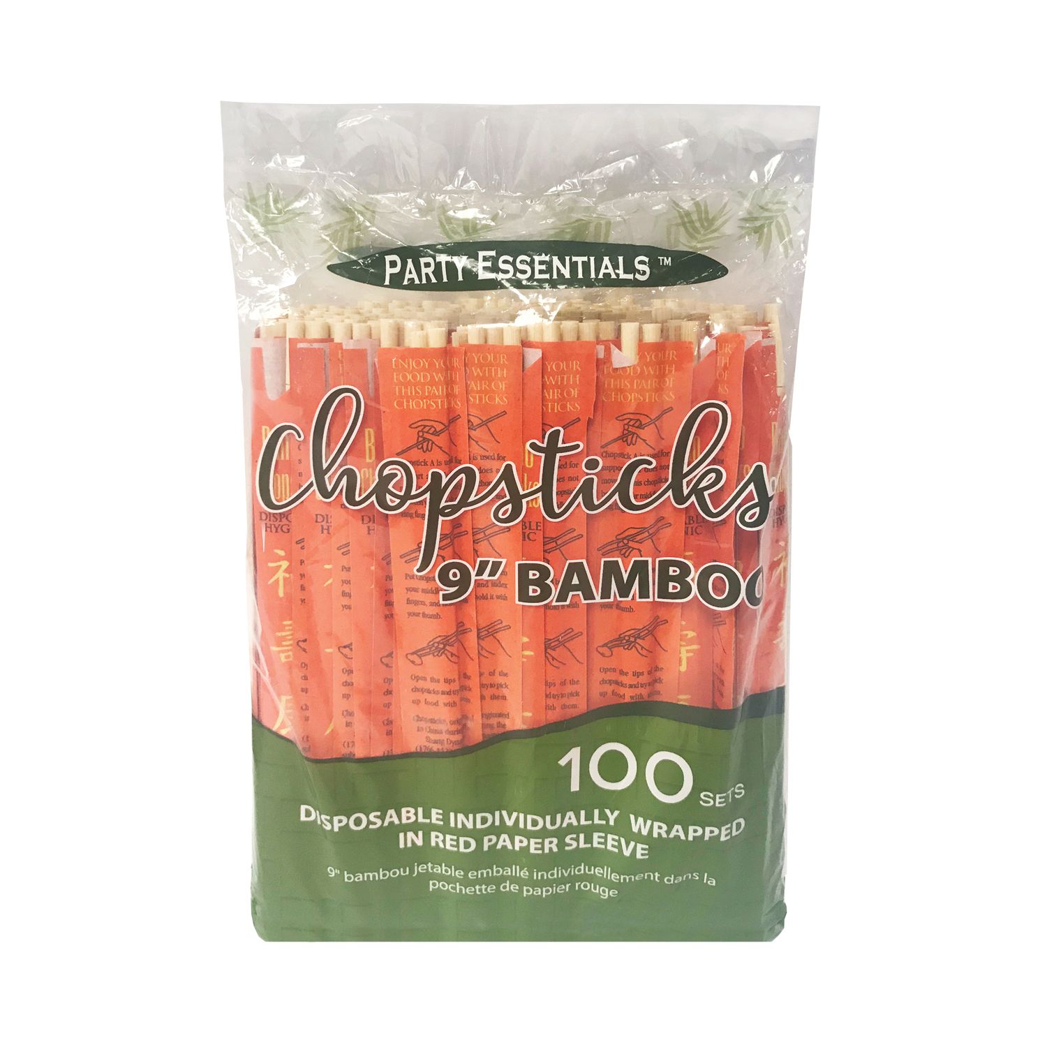 Chopsticks 9&quot; -Bamboo 100ct