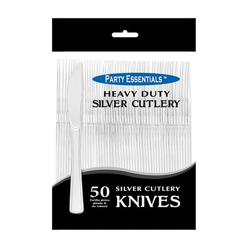 Heavy Plastic Knives - Silver 50ct