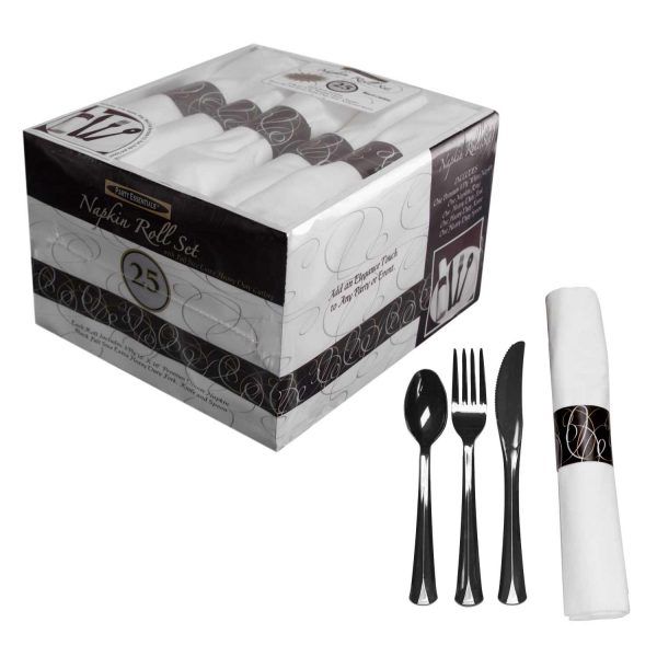 Napkin Roll w/Cutlery  - Black Box 25
