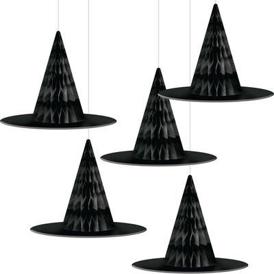 Witch Hat - Hanging Cut Out Honeycomb 5 Ct