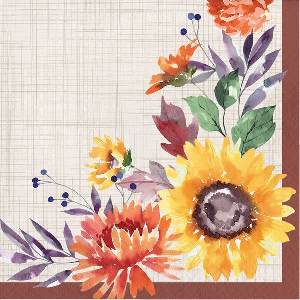 Fall Flowers - Beverage Napkins 16ct