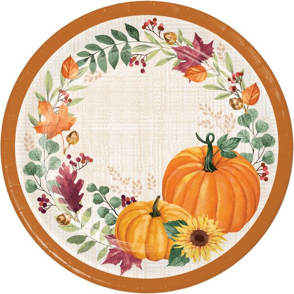 Harvest Wishes - 9&quot; Plates 8ct