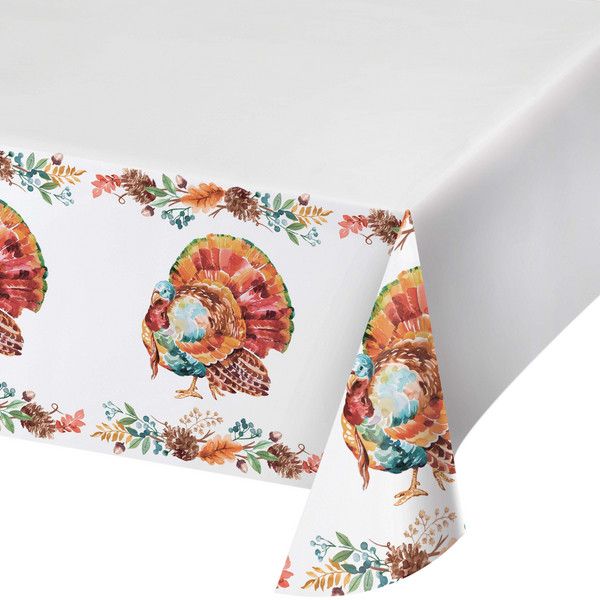 Tasteful Turkey - Paper Table Cover 54&quot; X 96&quot;