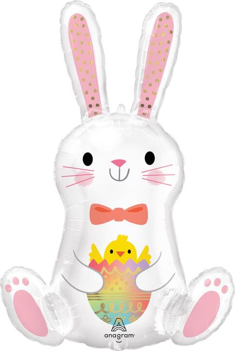 Bunny Love - 33&quot; Helium Filled Foil Balloon, Ribbon