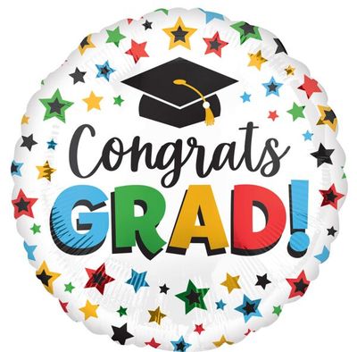 Multi-Colored Grad - 28&quot; Helium Filled Foil Balloon, Ribbon