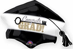Key to Succes Cap - 31&quot; Helium Filled Foil Balloon, Ribbon