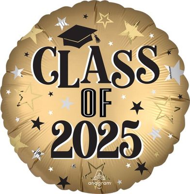 Satin Infused Class of 2025 - 19&quot; Helium Filled Foil Balloon, Ribbon