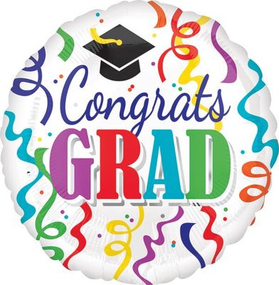 Grad Streamers - 18&quot; Helium Filled Foil Balloon, Ribbon