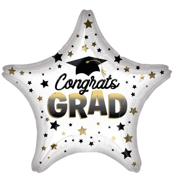 Diffused Ombré Congrats Grad - 18&quot; Helium Filled Foil Balloon, Ribbon