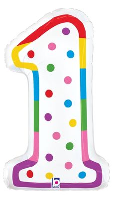 Birthday Candle #1 - 24&quot; Helium Filled Foil Balloon, Ribbon