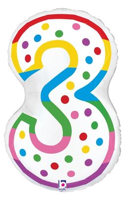 Birthday Candle #3 - 24&quot; Helium Filled Foil Balloon, Ribbon