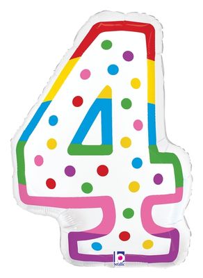 Birthday Candle #4 - 24&quot; Helium Filled Foil Balloon, Ribbon