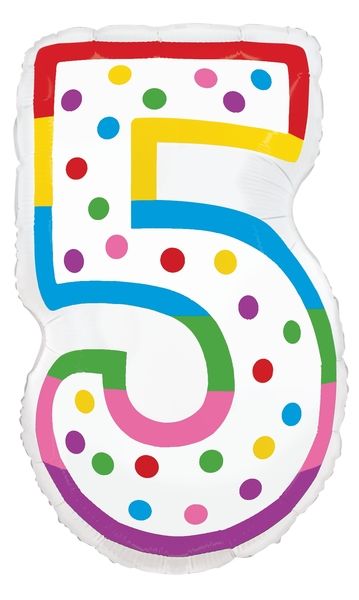 Birthday Candle #5 - 24&quot; Helium Filled Foil Balloon, Ribbon