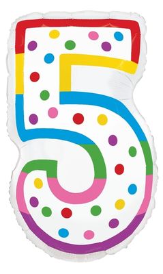 Birthday Candle #5 - 24&quot; Helium Filled Foil Balloon, Ribbon