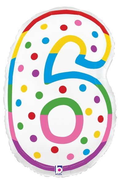 Birthday Candle #6 - 24&quot; Helium Filled Foil Balloon, Ribbon