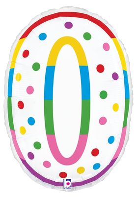 Birthday Candle #0 - 24&quot; Helium Filled Foil Balloon, Ribbon