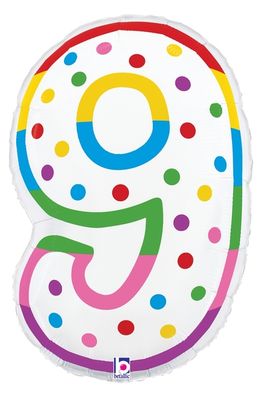 Birthday Candle #9 - 24&quot; Helium Filled Foil Balloon, Ribbon