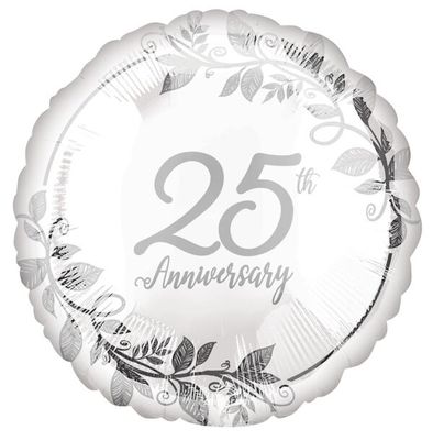 Happy 25th Anniversary - 17&quot; Helium Filled Foil Balloon, Ribbon