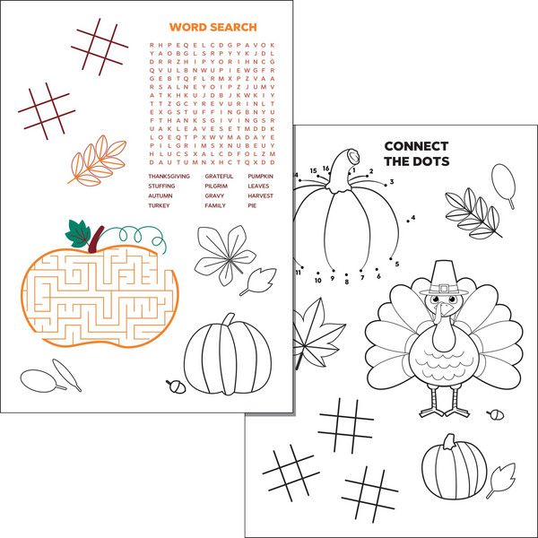 Activity Sheet- Fall/Thanksgiving 25 Ct