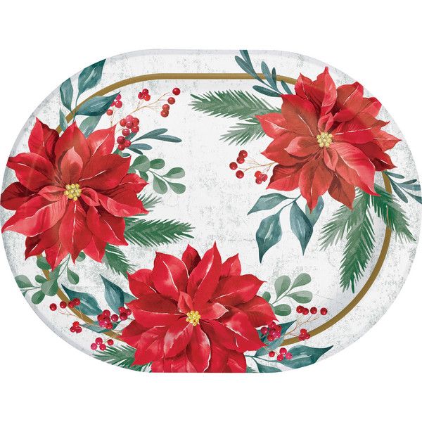Festive Floral - 12&quot; x 9&quot; Oval Platter 8 Ct