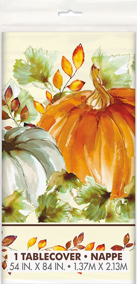 Watercolor Fall Pumpkin - Tablecover 54&quot; X 84&quot;