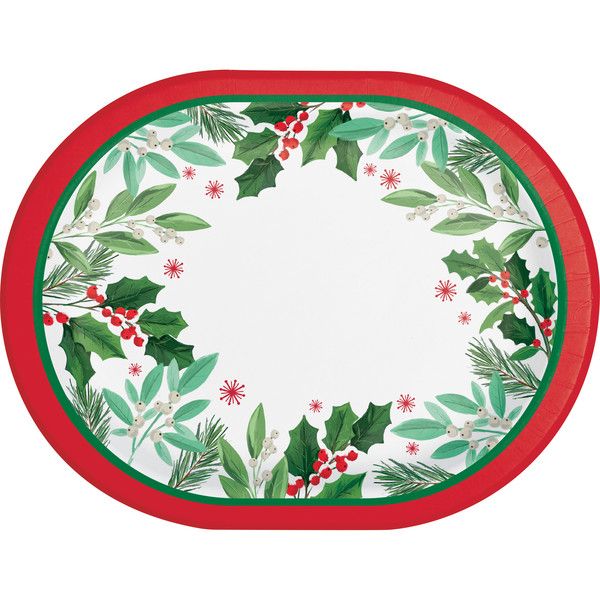 Holly Jolly Christmas - 12&quot; x 9&quot; Oval Platter 8 Ct